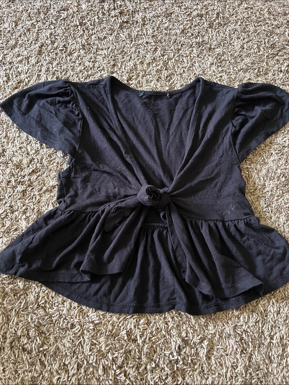 Black Front-Tie Women's Top